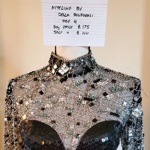 Sequin Long Sleeve Dress - Black and Silver